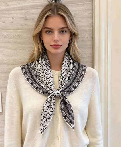 Double sided printed silk shawl