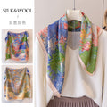 Double sided printed silk scarf for women
