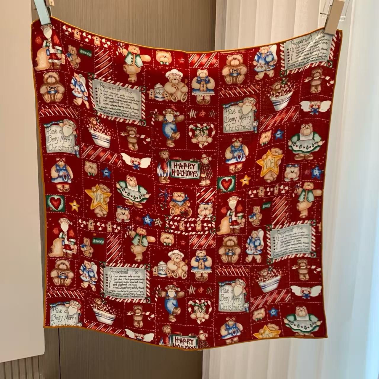 Silk wool teddy bear scarf, women's shawl