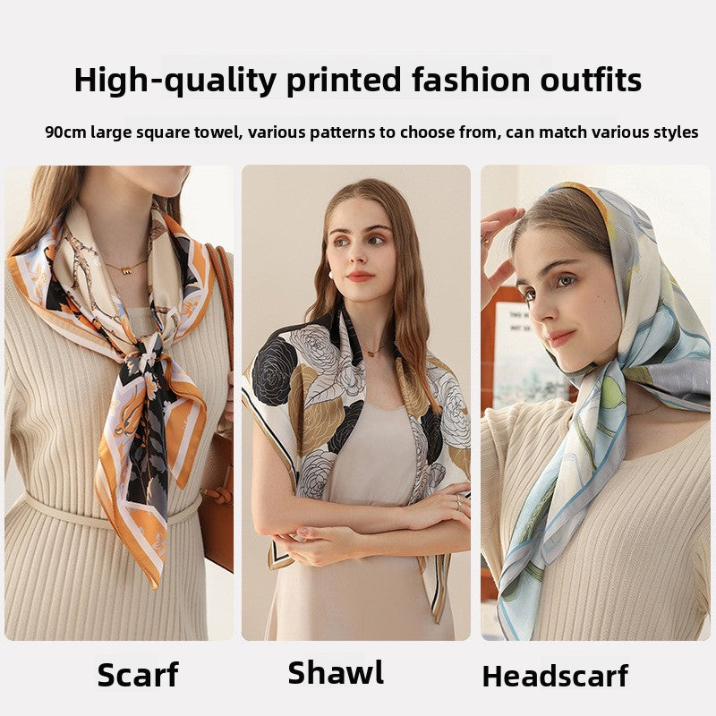 Elegant silk square scarf and thin shawl
