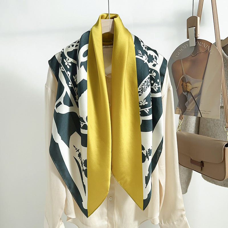 Elegant silk square scarf and thin shawl