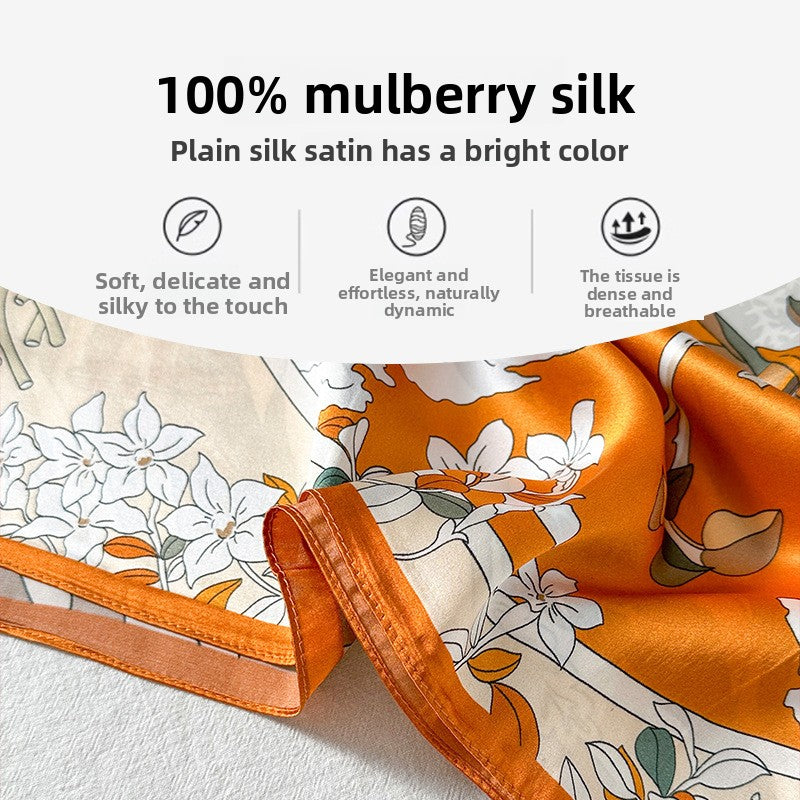 Elegant silk square scarf and thin shawl