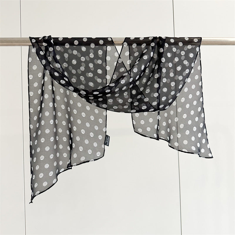 Diagonal wave point silk scarf