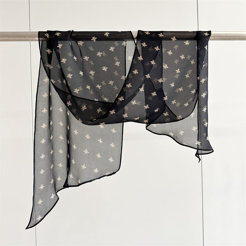 Diagonal wave point silk scarf
