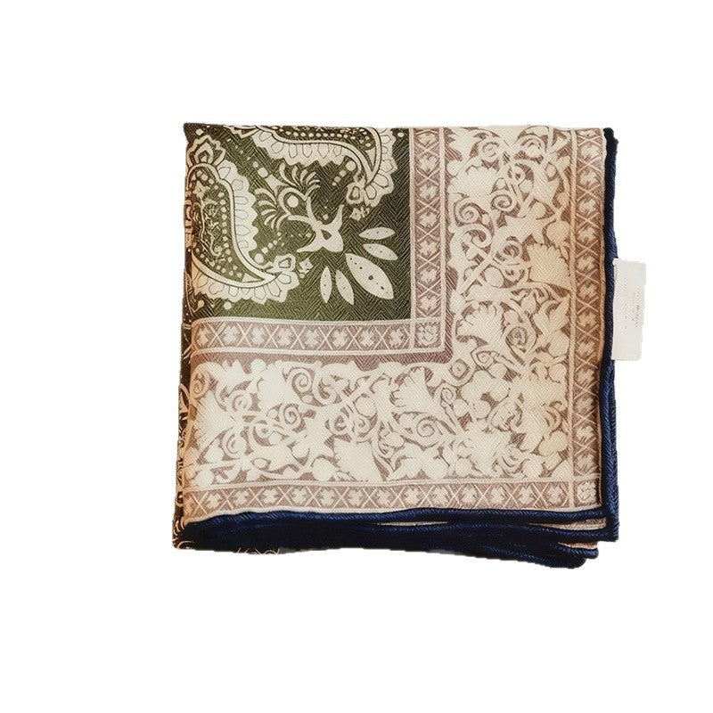Cashew flower silk wool scarf, women's autumn and winter shawl