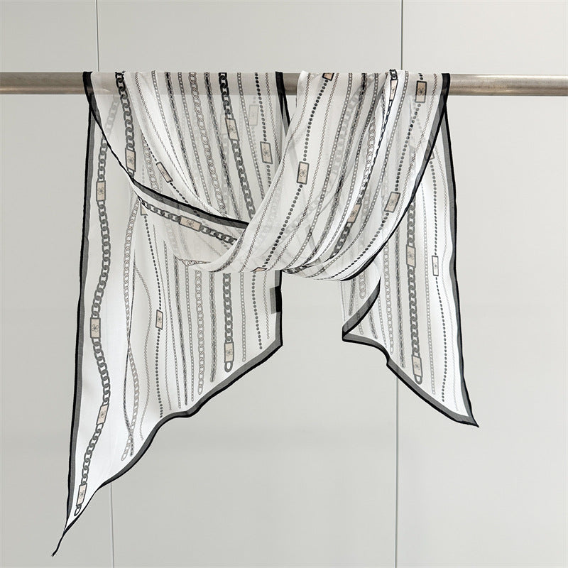 Diagonal wave point silk scarf
