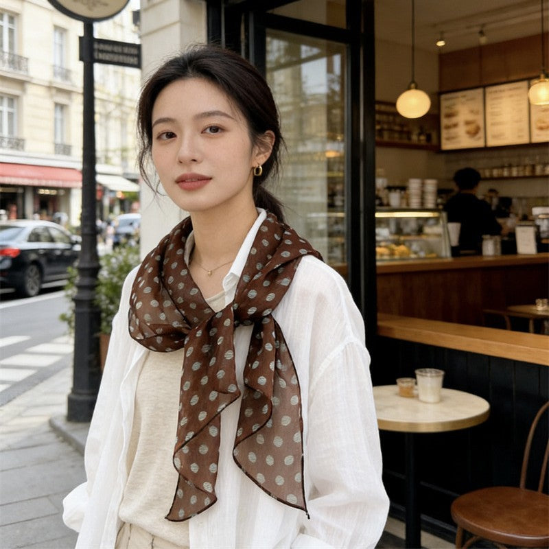 Diagonal wave point silk scarf