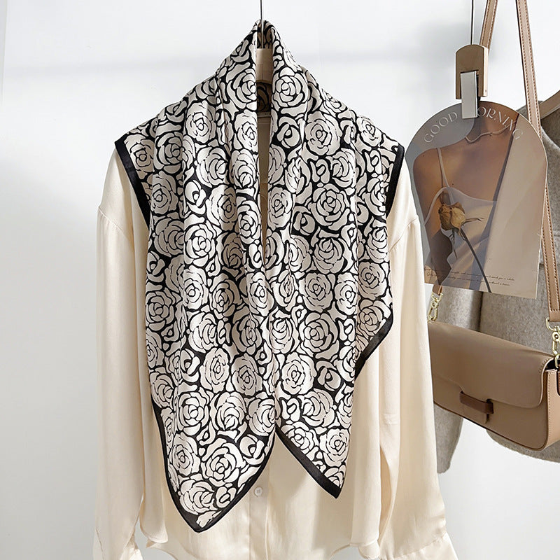 Elegant silk square scarf and thin shawl