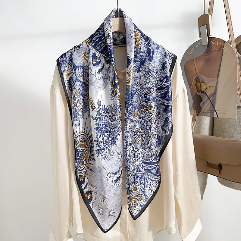 Elegant silk square scarf and thin shawl