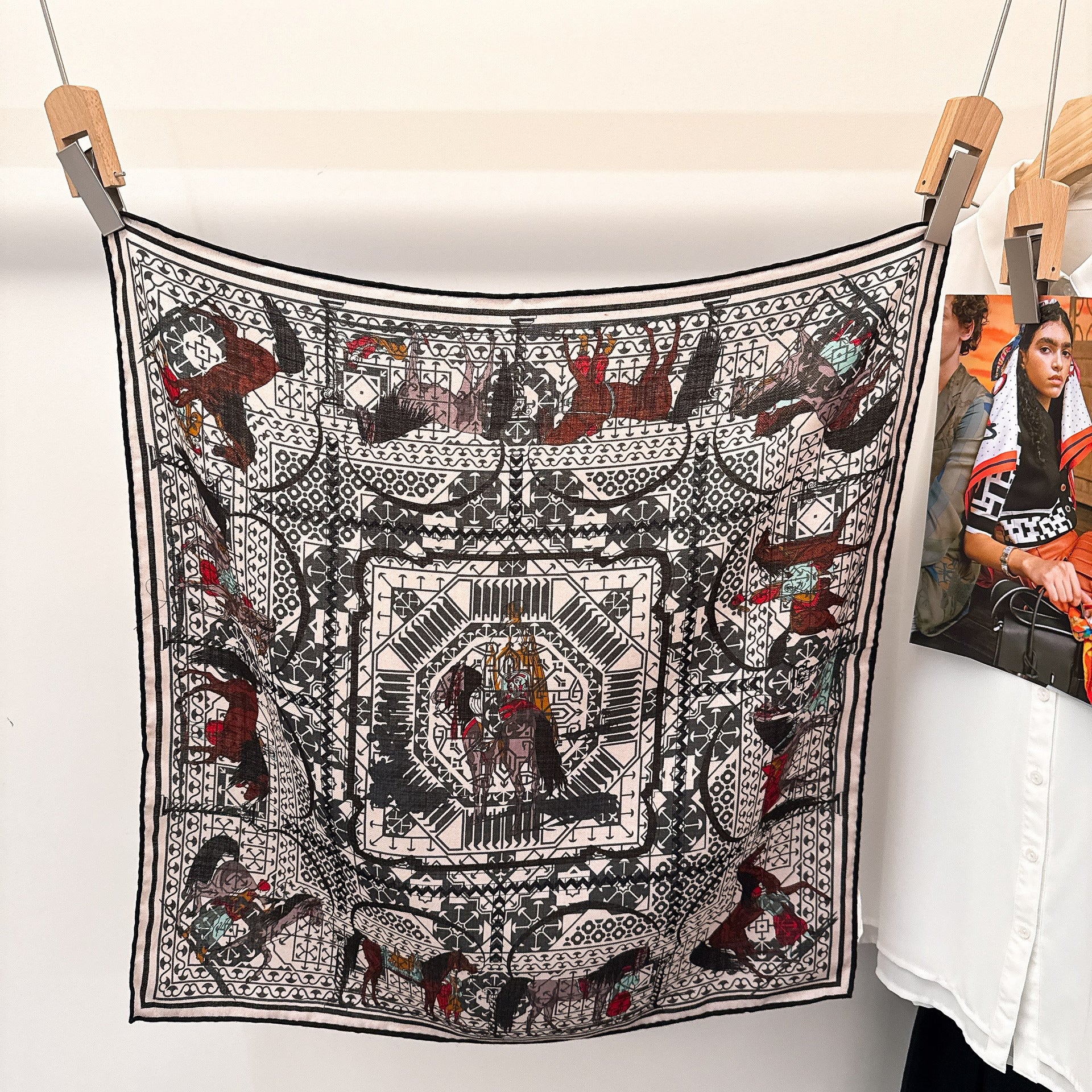 Cashew flower silk wool scarf, women's autumn and winter shawl