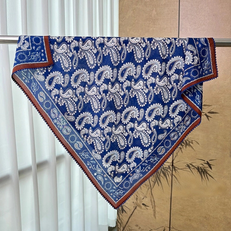 Silk double crepe cashew lace scarf shawl