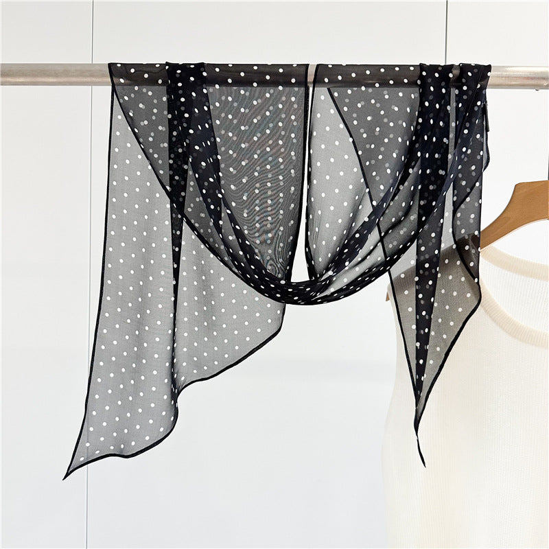 Diagonal wave point silk scarf