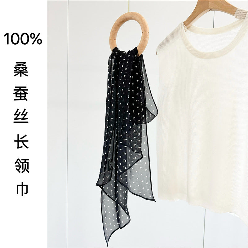 Diagonal wave point silk scarf