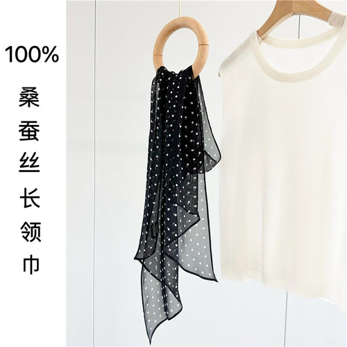 Diagonal wave point silk scarf