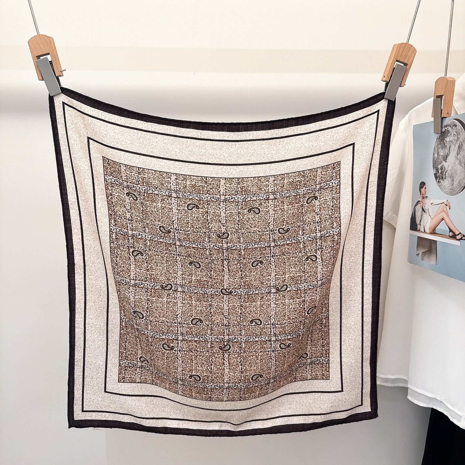 Cashew flower silk wool scarf, women's autumn and winter shawl