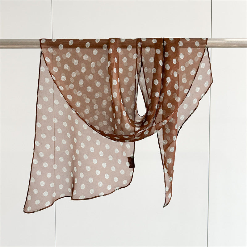Diagonal wave point silk scarf