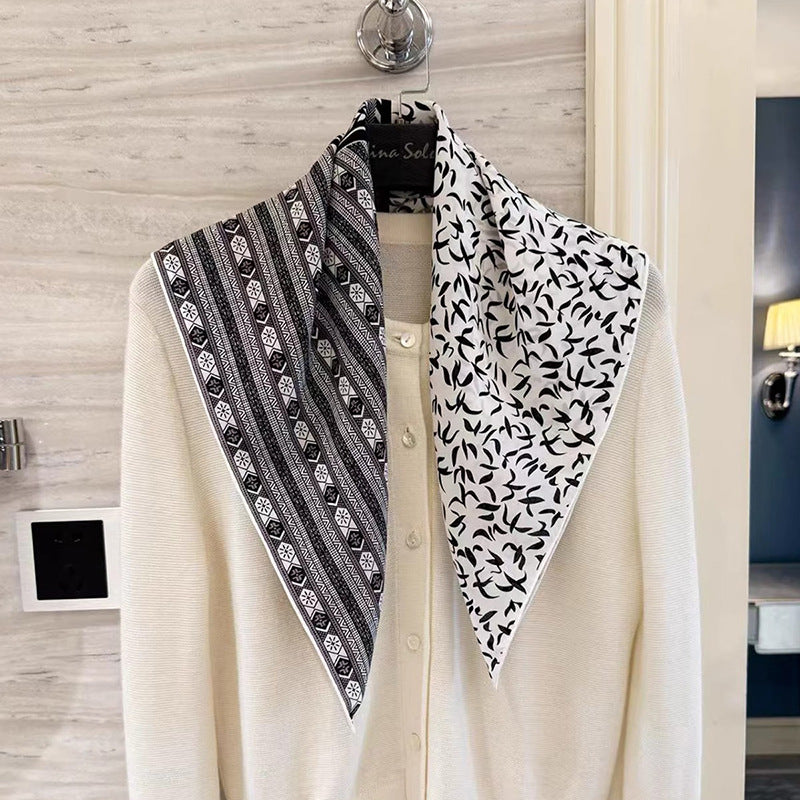 Double sided printed silk shawl