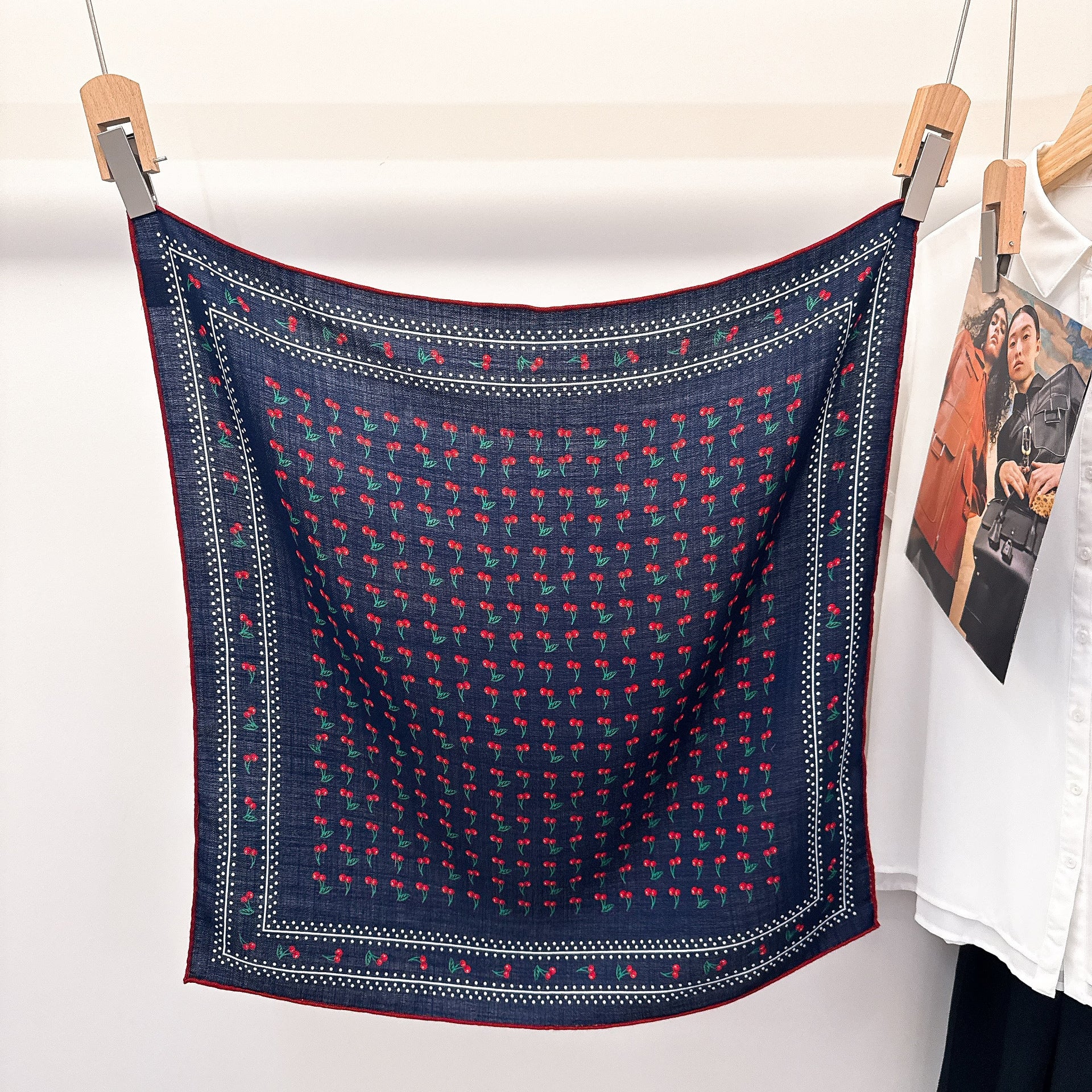 Cashew flower silk wool scarf, women's autumn and winter shawl