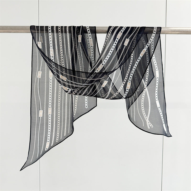 Diagonal wave point silk scarf