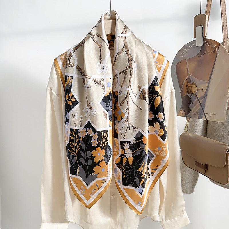 Elegant silk square scarf and thin shawl